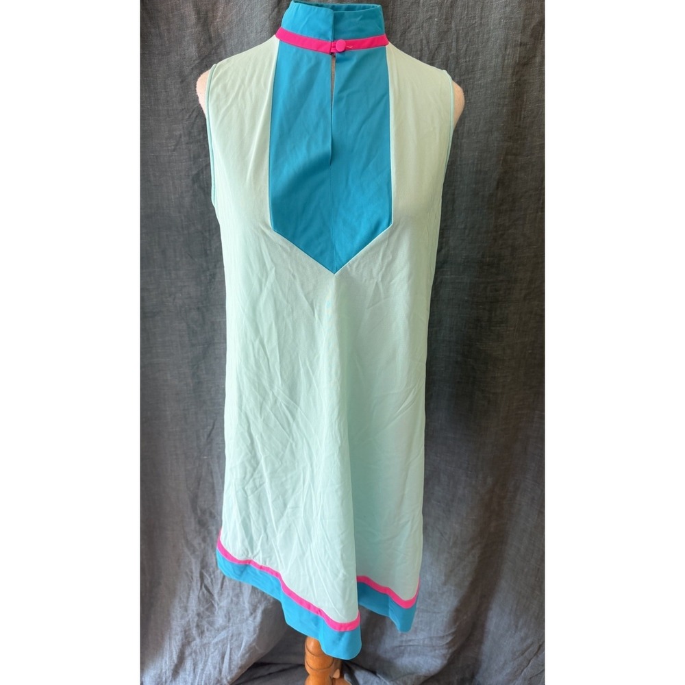 Vintage Gossard Artemis 60's/70's Nylon Nightgown Size S Aqua Pink Sleeveless